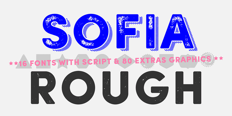 Based on the popular Sofia Pro typeface, Sofia Rough is a multifaceted font family with differents eroded variations.