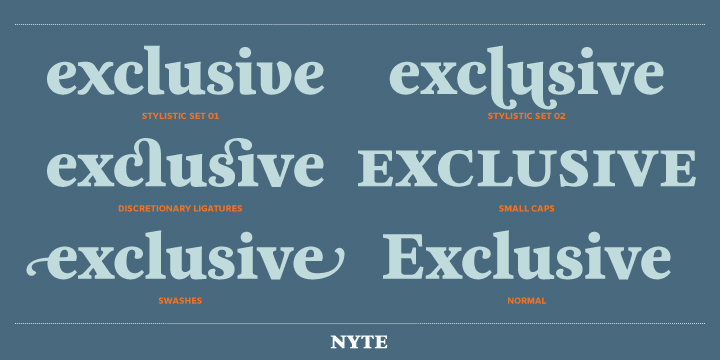 Emphasizing the favorited Nyte font family.