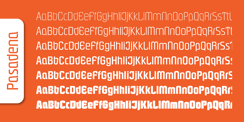 Pasadena Serial font family sample image.