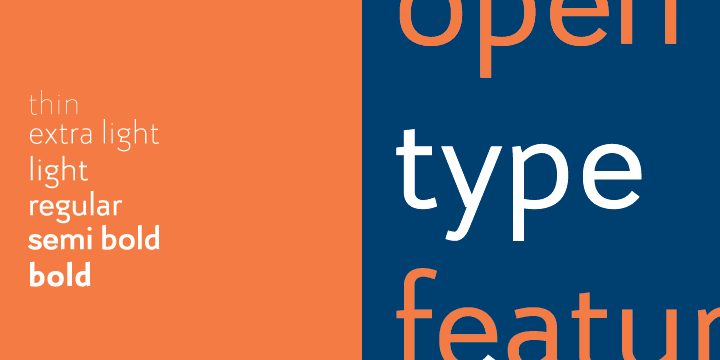 It is a clean elegant sans serif typeface, with a small x-height.