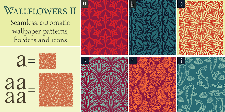 WALLFLOWERS II feature 26 unique hand drawn wallpaper tiles and 45 icons for standalone use.