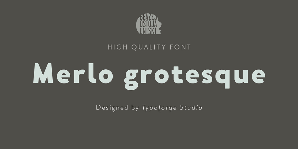 Merlo Grotesque is the younger brother of Merlo Regular & Merlo Round.