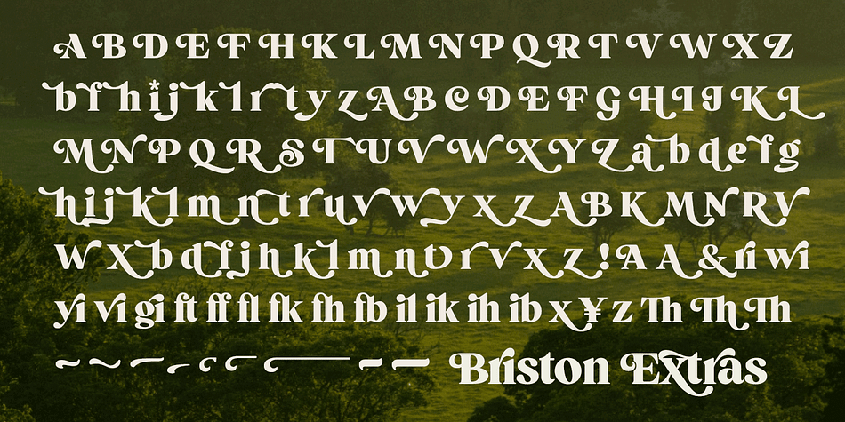 Briston font family sample image.