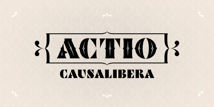 Actio is unicase serif typeface with spurs on lowercase characters.