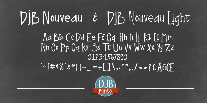 Displaying the beauty and characteristics of the DJB Nouveau font family.