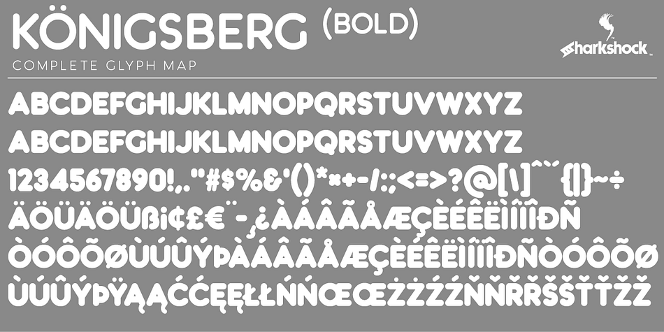 Please check included glyph maps for a look at all the characters.