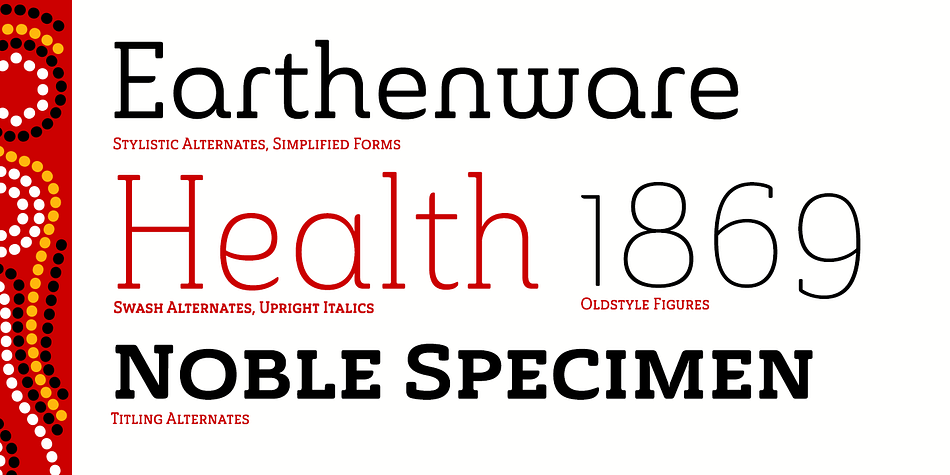Slab’s spiffy new slab serifs complement the classic frame, making the result a ripper Aussie typeface that can be used with a great number of applications.