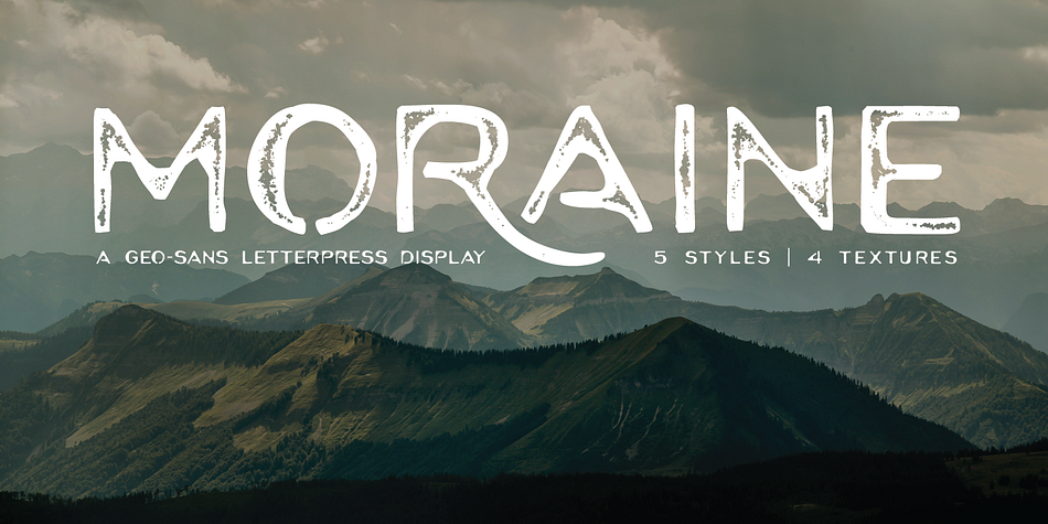 Inspired by the Pacific Northwest, Moraine is a geo-sans display crafted with two things in mind - legibility and texture.