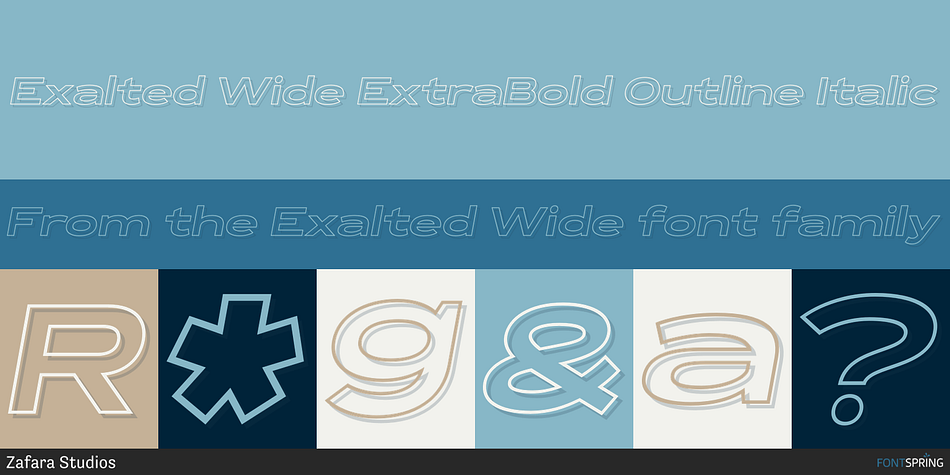 Exalted Wide ExtraBold Outline Italic Font