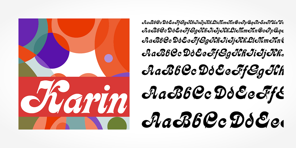 Karin Pro font family example.