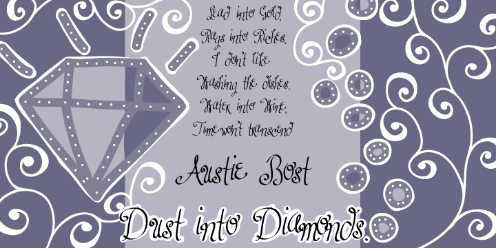 Austie Bost Dust into Diamonds is a swirly, jumbly, close-together font.