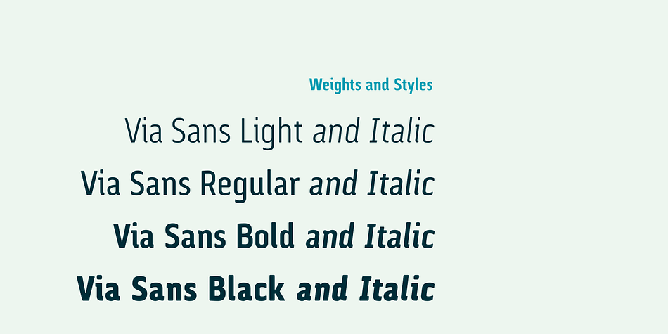 Via Sans font family example.