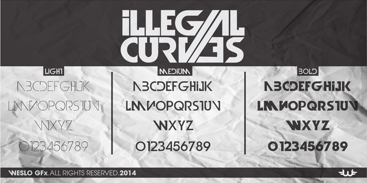 Displaying the beauty and characteristics of the Illegal Curves font family.