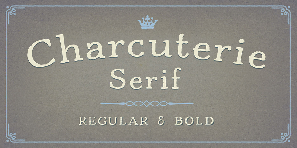 The family of Charcuterie is a bit reminiscent of early 1900s styling, not precisely Bauhaus or Art Deco, not a revival, but an imagined restoration based on memory, captured from novels and movies set in Paris, a modern echo of collections of impressions of a time when people strolled along and stopped to read a French bistro chalkboard menu drawn with letters that resemble Charcuterie.