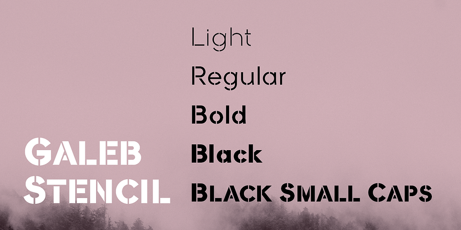 Galeb Stencil is a five font, stencil family by Tour de Force Font Foundry.