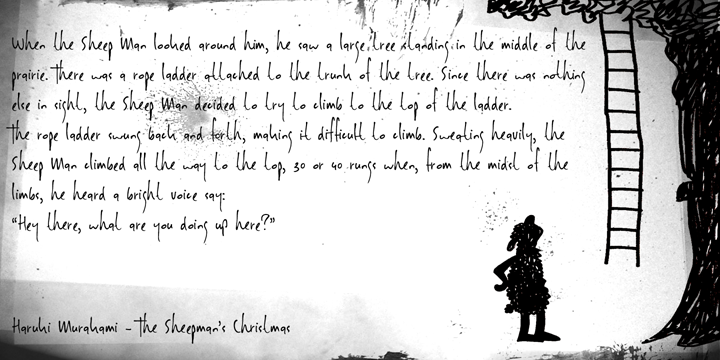 Sheepman font is handwritten, messy, but legible and complete.