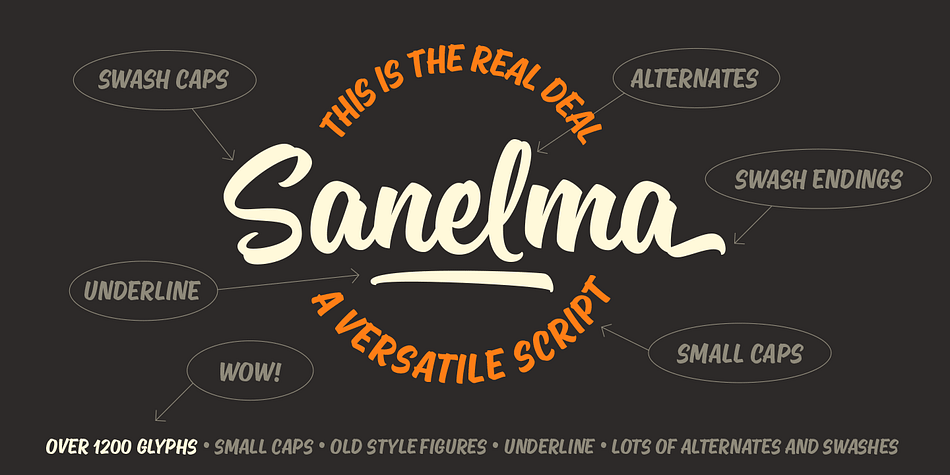Sanelma is a brush script inspired by Hot Rod lettering and sign painting.