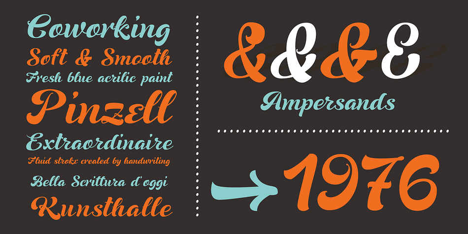 The font includes various swashes with volume and curls..