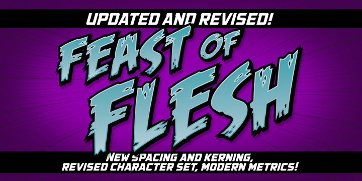 Displaying the beauty and characteristics of the Feast Of Flesh BB font family.