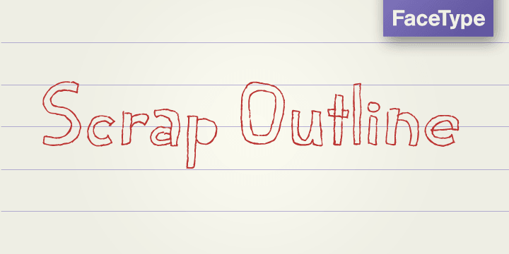 Displaying the beauty and characteristics of the Scrap Outline font family.