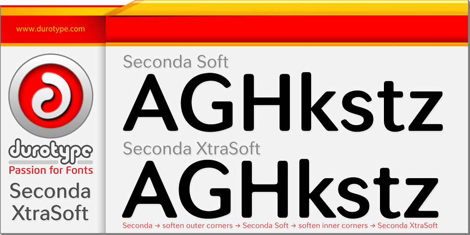 Displaying the beauty and characteristics of the Seconda XtraSoft font family.