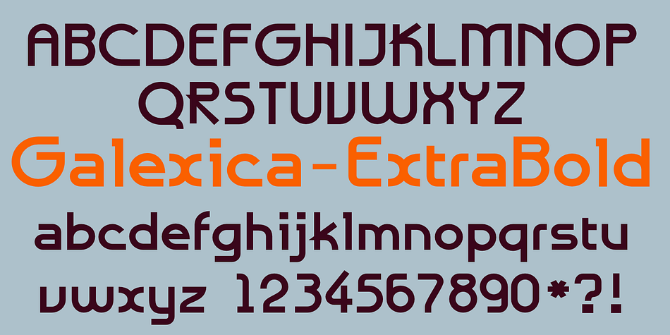 Emphasizing the favorited Galexica font family.