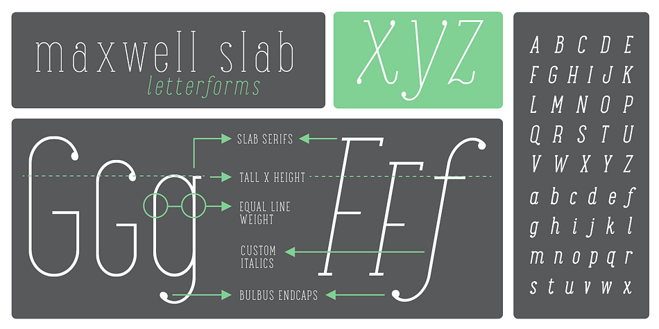 Highlighting the Maxwell Slab font family.