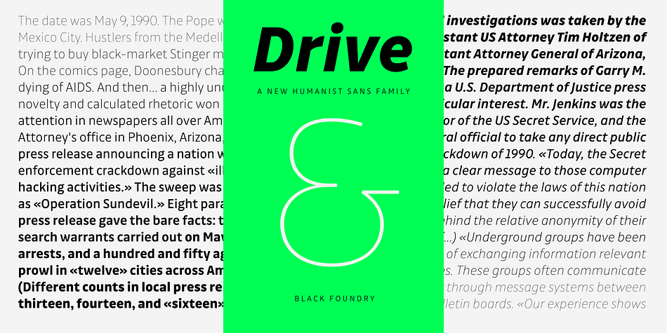 Highlighting the Drive font family.