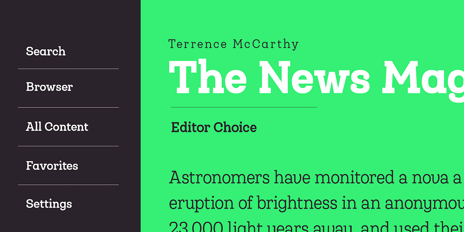The font is inspired by Modern and Grotesk styles.