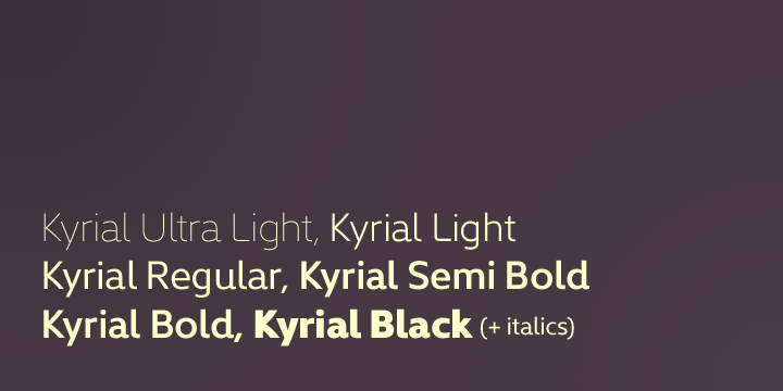 Emphasizing the favorited Kyrial Display Pro font family.