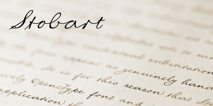 Stobart is a script font based on the characters written in a letter by Mr Henry Stobart, dated 1899.