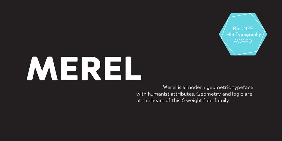 Merel features a number of alternative characters, manually edited kerning and Opentype features.