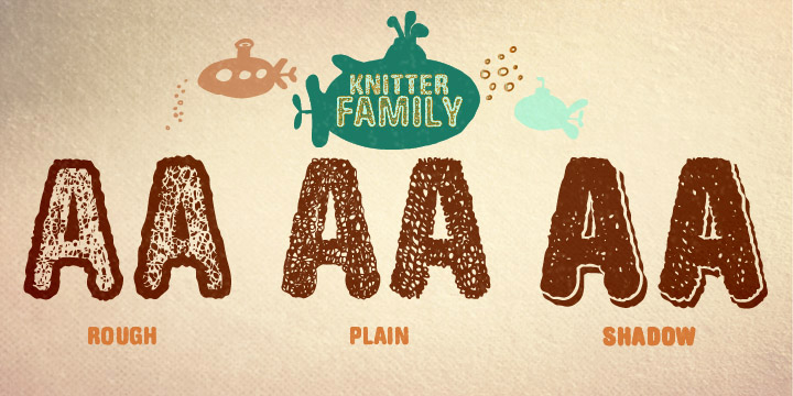 Knitter is a handmade font family inspired by knitted, organic fabrics; drawn on paper and translated into a fresh, distinctive typeface, each font brings 3 alternate glyphs for letter and number.