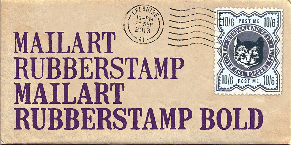 Mailart Rubberstamp now has an additional Bold weight and complimentary Obliques.