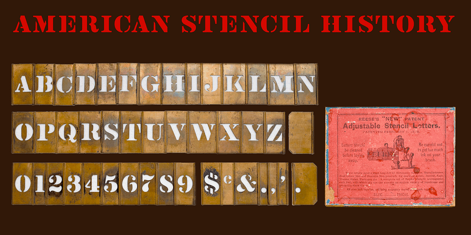 Highlighting the Vtg Stencil US No2 font family.