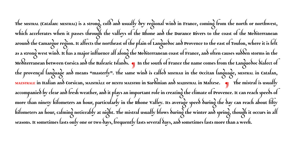 Alternately, an OpenType feature is available to replace a and e in small-caps text with their lowercase equivalents for a fresh unicase look.