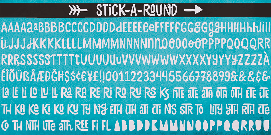 Stick A Round font family example.