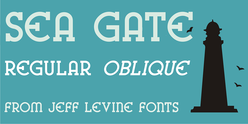 Sea Gate JNL is a hybrid font creation based in part on a 1930s-era WPA (Works Progress Administration) poster and the addition of slab serifs as well as a few modifications to some of the characters in the original design.