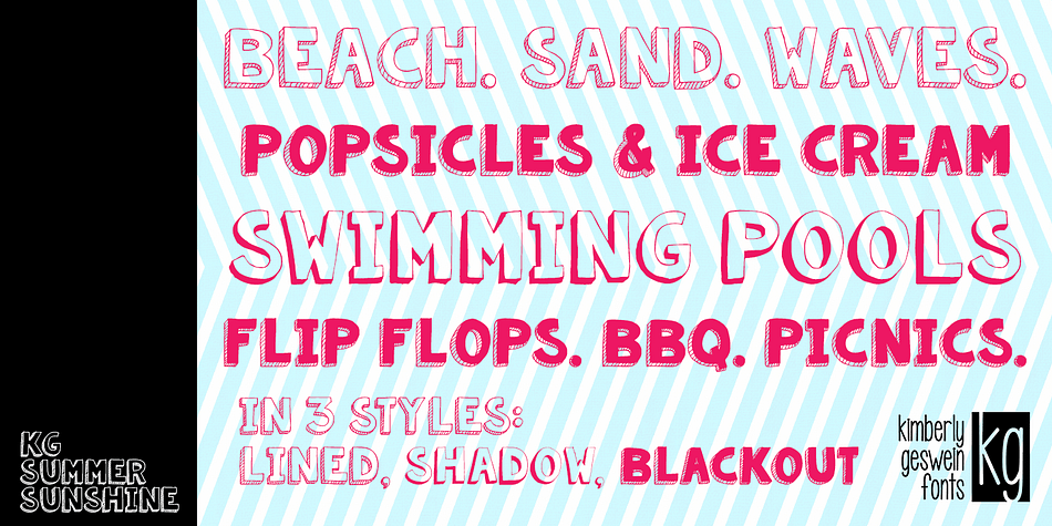 Displaying the beauty and characteristics of the KG Summer Sunshine font family.