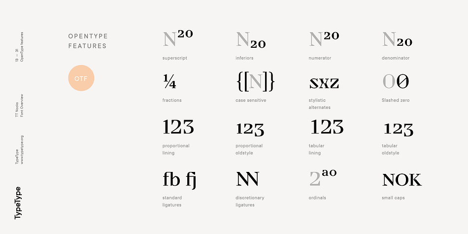 The forms of the characters in bold and light fonts of TT Nooks Script are quite different.