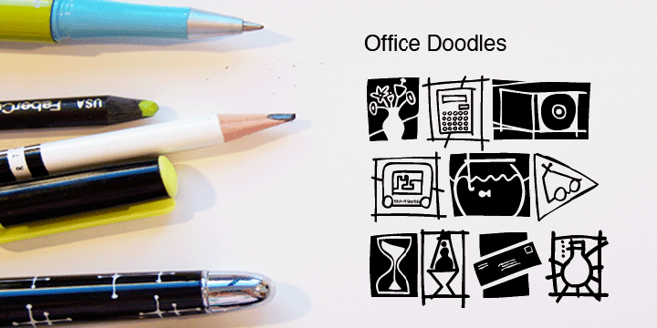 Fun, little illustrations in line and reverse of what one finds in an office-- or at least my office.