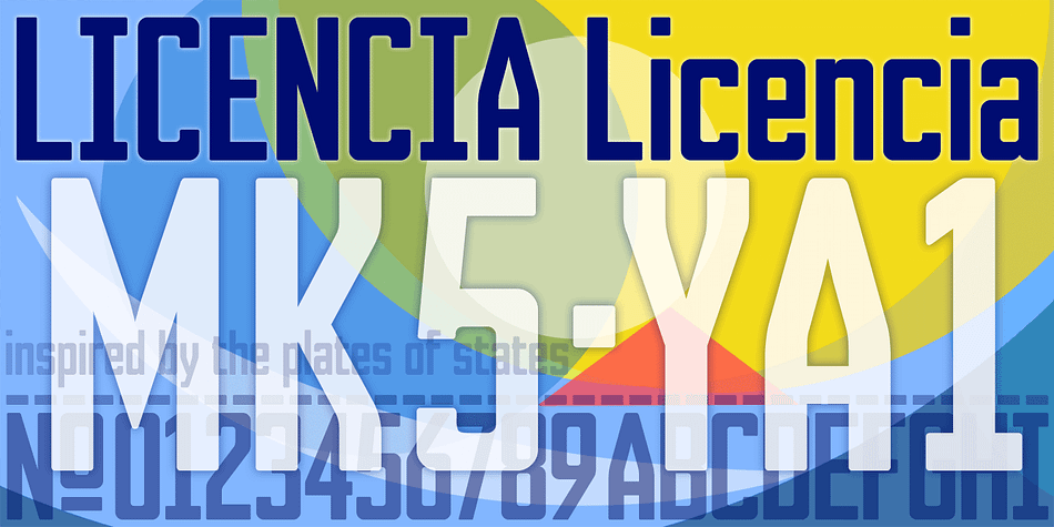 Licencia is inspired by the soft-cornered lettering on vehicle licence and registration plates, and has the functional appearance of serial numbering.