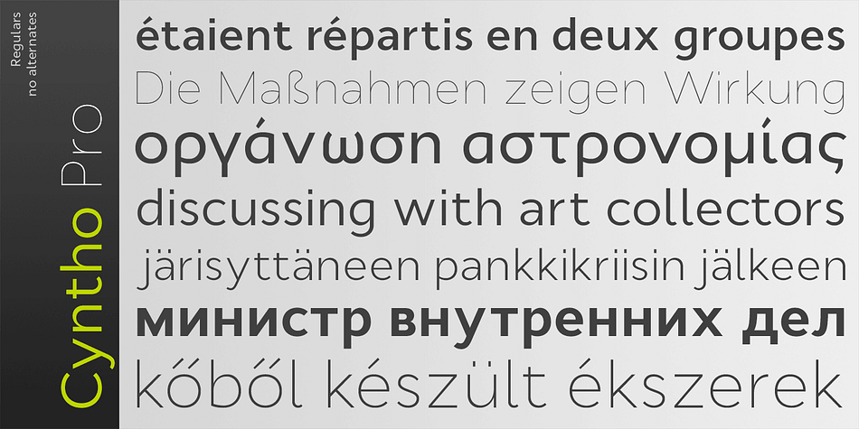 Unlike most geometric sans faces, it offers optional upright and real italics, wrapped in OpenType stylistic alternates features, or stylistic set #02, where sets can be applied separately.