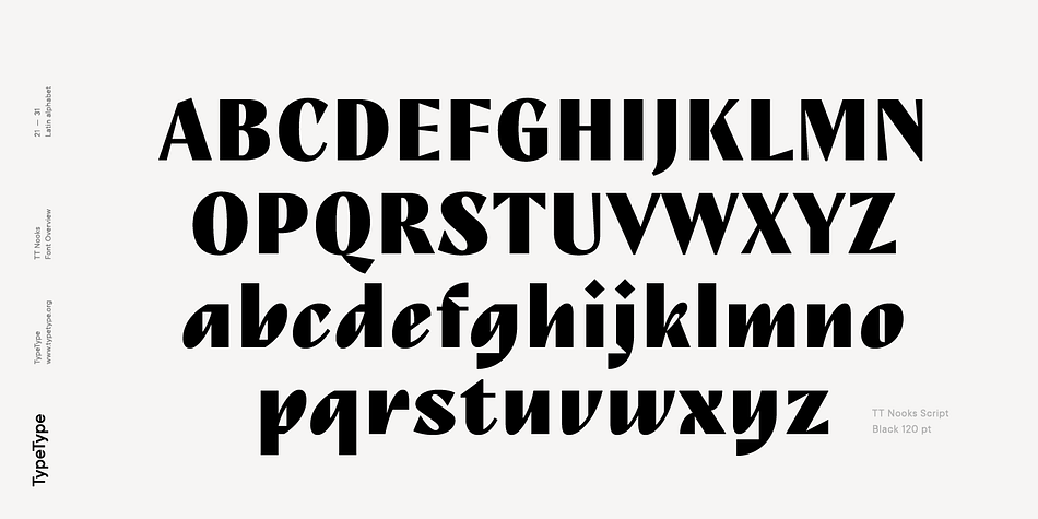 TT Nooks font family sample image.