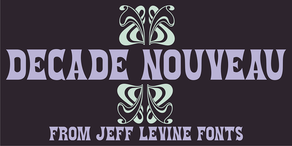 Decade Nouveau JNL is based on examples of an Art Nouveau wood type with a bit of Latin/Western typographic flare, and yet it is also reminiscent of the style’s revival during the hippie movement of the 1960s.