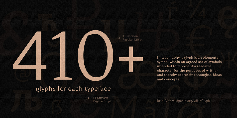Highlighting the TT Crimsons font family.