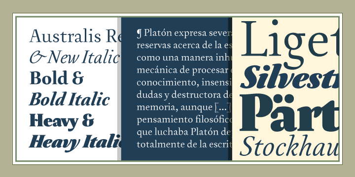 Emphasizing the favorited Australis Pro font family.