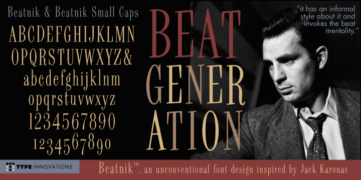 Beatnik is a unconventional font design inspired by Jack Karouac and the 