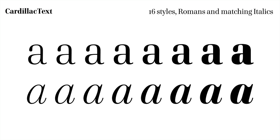 Highlighting the Cardillac Text font family.