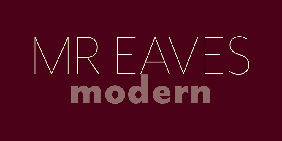 Mr Eaves is the often requested and finally finished sans-serif companion to Mrs Eaves, one of Emigre’s classic typeface designs.